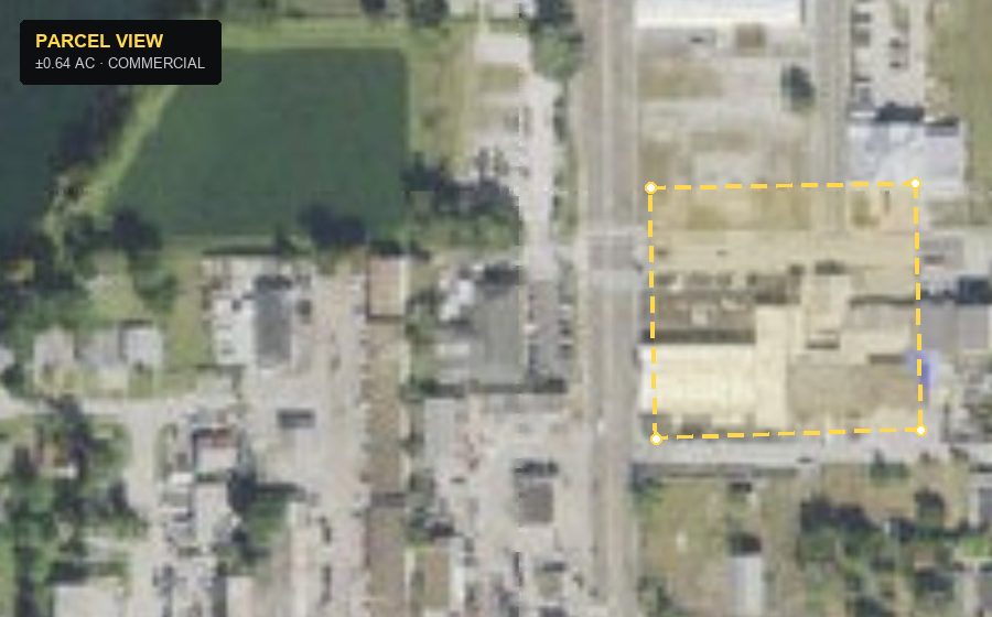Aerial parcel view of a commercially zoned lot